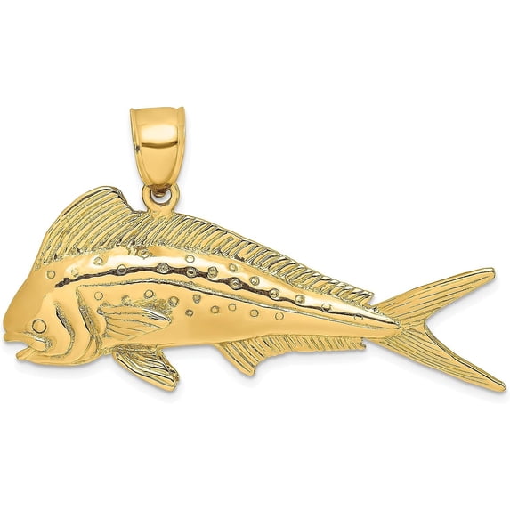 14K Yellow Gold 3-D Female Dorado Mahi-Mahi Charm - 18.75mm