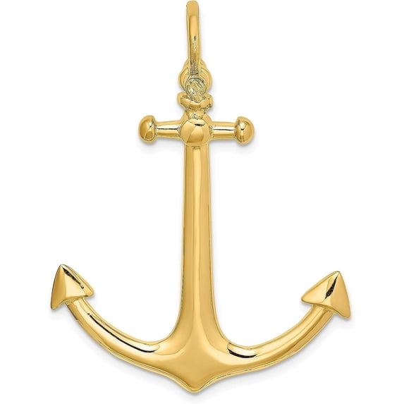 14K Yellow Gold 3-D Large Anchor Charm - 46.6mm