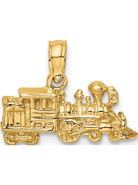 14K Yellow Gold 3-D Miniature Train Charm