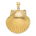 thumbnail image 1 of 14K Yellow Gold 3-Dimensional Polished Textured Finish Scallop Sea Shell Charm Pendant, 1 of 5
