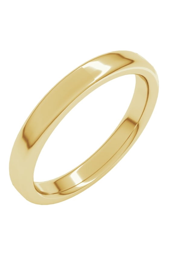 14K Yellow Gold 3 Mm Standard Flat Comfort Fit With Round Edge Band, Size 7