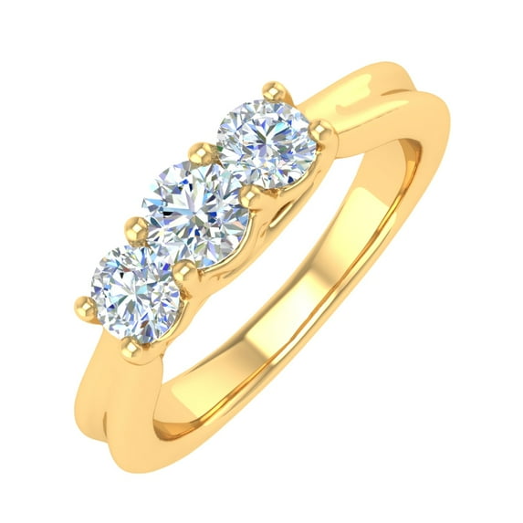 14K Yellow Gold 3-Stone Diamond Engagement Ring Band (0.76 Carat) (Ring Size 11)
