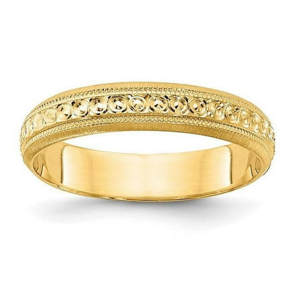 14K Yellow Gold 3 mm Design Etched Wedding Band - Size 7