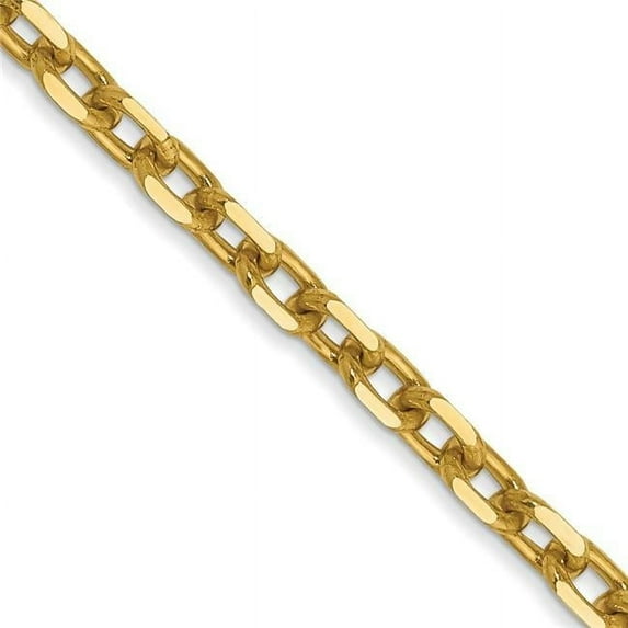 14K Yellow Gold 3 mm Diamond-Cut Round Open Link 20 in. Cable Chain