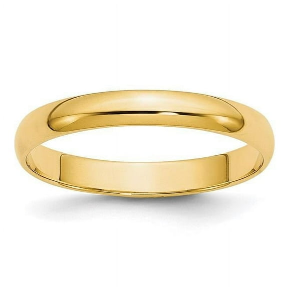 14K Yellow Gold 3 mm LTW Half Round Band, Size 12.5