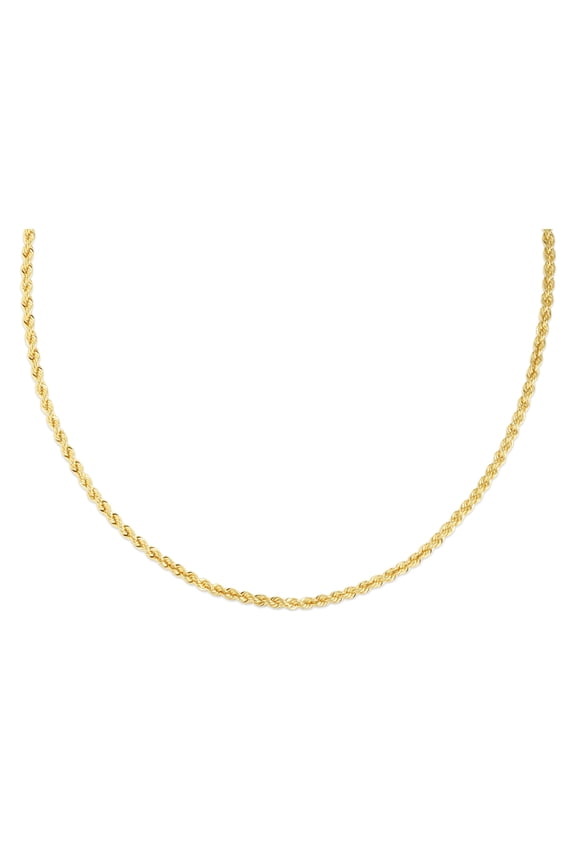 14K Yellow Gold 30in 2.5mm Solid Rope Chain with Lobster Clasp