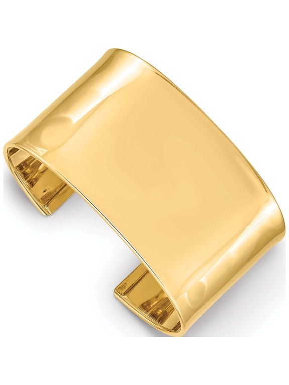 14K Yellow Gold 37mm Polished Cuff Bangle Bracelet