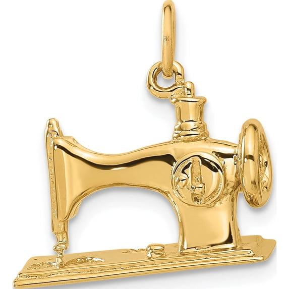 14K Yellow Gold 3D Antique Sewing Machine Charm (19 X 19) Made In United States a1212