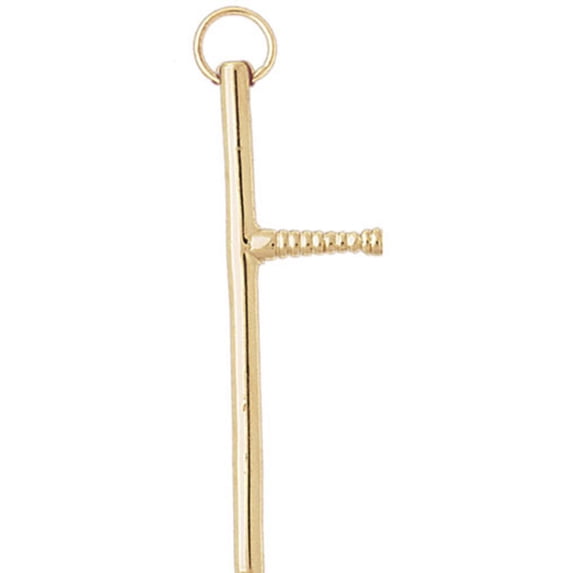 14K Yellow Gold 3D Baton Pendant - 57 mm