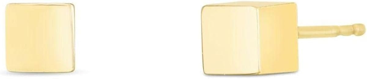 14K Yellow Gold 3D Cube Stud Earrings with Push Back Closure. - Walmart.com