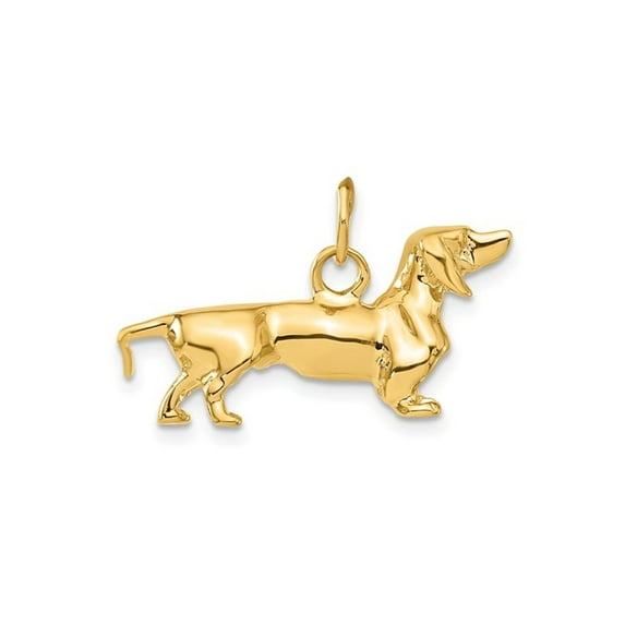 Gem & Harmony 14K Yellow Gold 3D Dachshund Dog Charm Pendant (NO CHAIN) for Women