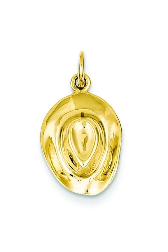 14K Yellow Gold 3D Fedora Hat Charm Polished Jewelry