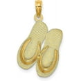 thumbnail image 1 of 14K Yellow Gold 3D Large KEY WEST Double Flip Flop Charm - 23mm, 1 of 5