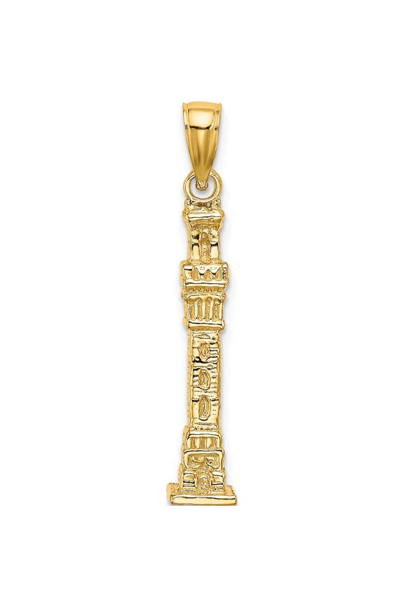 14K Yellow Gold 3D Pilgrim Memorial Monument Charm (31.2 X 5.65) Made In United States k7170