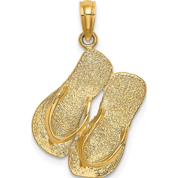 14K Yellow Gold 3D Sanibel Island With Large Double Flip-Flop Charm (21.7 X 14.3) Made In United States k8227