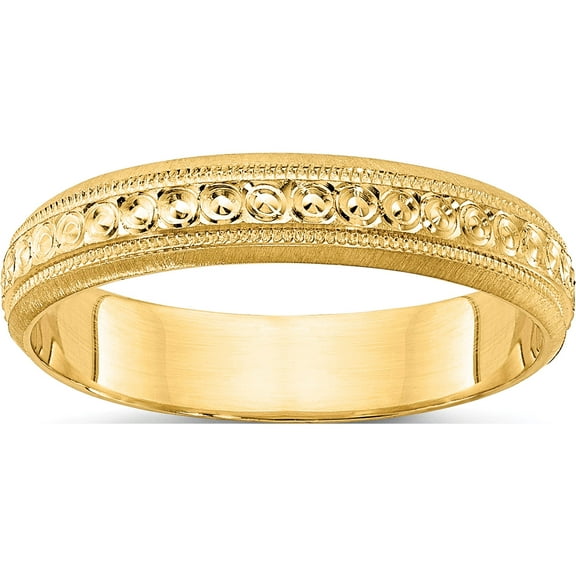 14K Yellow Gold 3mm Design Etched Wedding Band (Size 6.5) Made In Puerto Rico xwb249-6.5