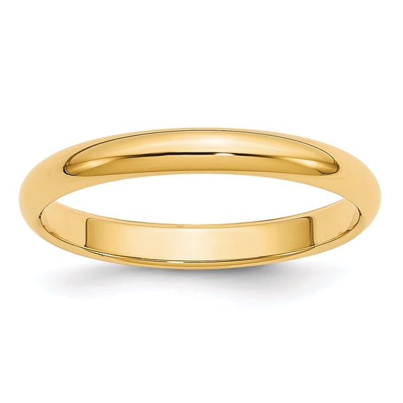 14K Yellow Gold 3mm Half Round Band Ring Size 14