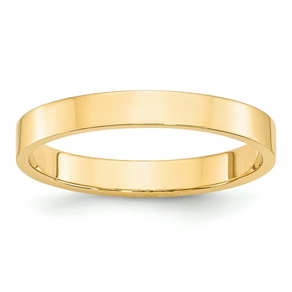 14K Yellow Gold 3mm Light Weight Flat Band Ring Size 14