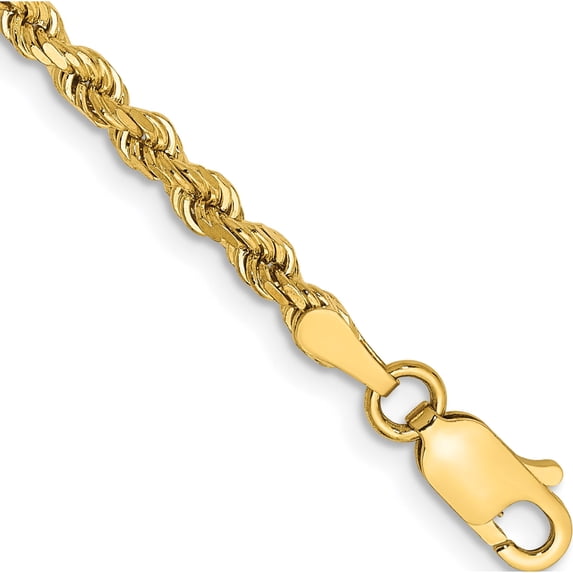 14K Yellow Gold 3mm Semi-Solid D/C Rope Chain (8 X 3) Made In Peru dh021-8