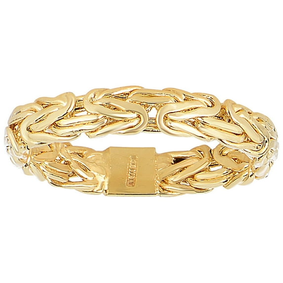 14K Yellow Gold 4.1mm Shiny Byzantine Band Type Ring Size 7