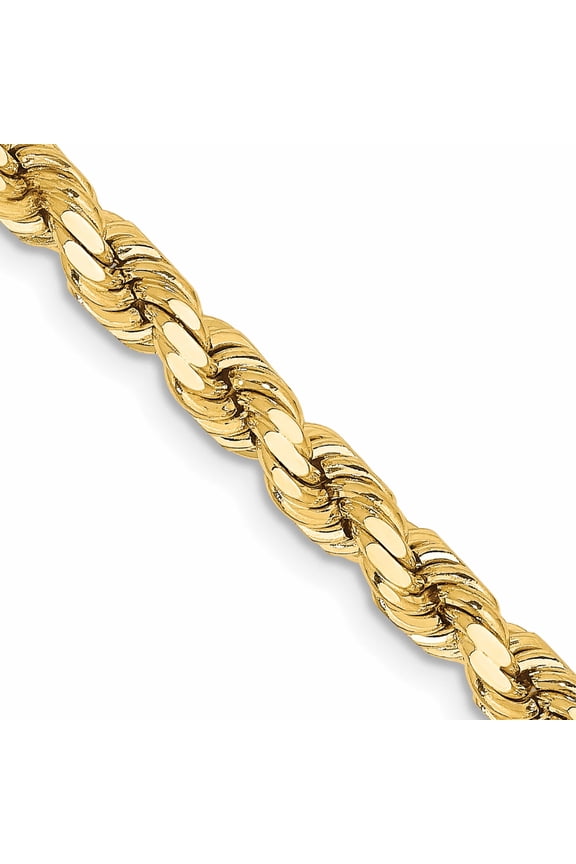 14K Yellow Gold 28 inch 4.25mm Diamond-cut Rope with Lobster Clasp Chain