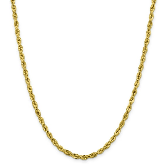 14K Yellow Gold 4.25mm Semi-Solid Rope Chain Necklace Size 26