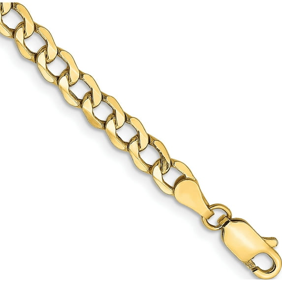 14K Yellow Gold 4.3mm Semi-Solid Curb Chain Anklet (10 X 4.3) Made In South Africa bc107-10