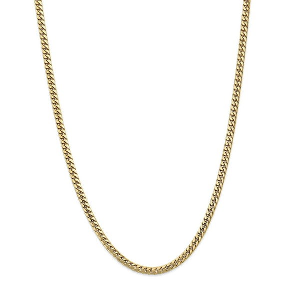 14K Yellow Gold 4.3mm Solid Miami Cuban Chain 24 Inch