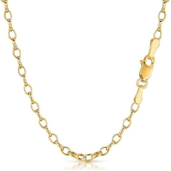 14K Yellow Gold 4.5mm Oval Rolo Chain, FREE Microfiber Cloth, Belcher Link Mens Womens Necklace and Bracelet, Giorgio Bergamo 18