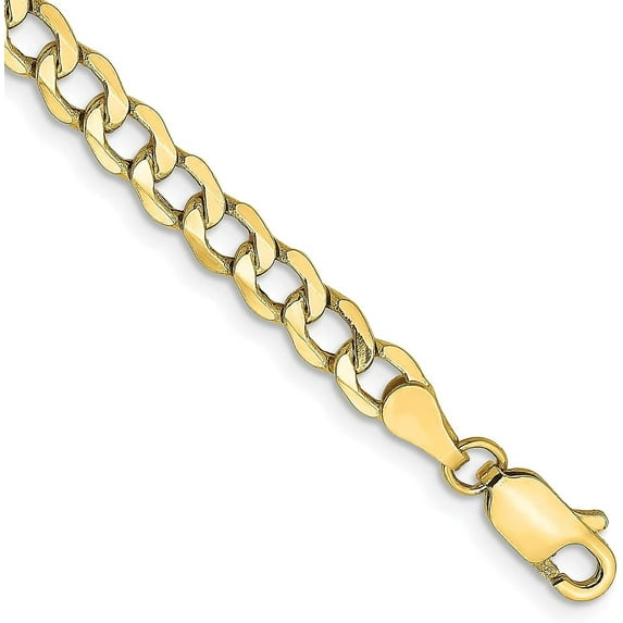 14K Yellow Gold 4.5mm Semi-Solid Curb with Lobster Lock Chain - 24"