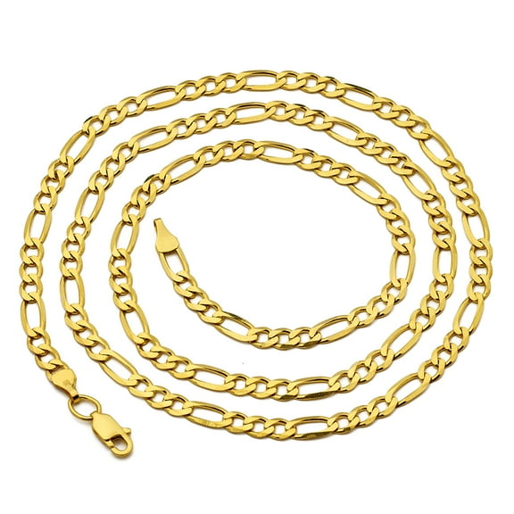 14K Yellow Gold 4.5mm Solid Figaro Chain Necklace (30 inches)