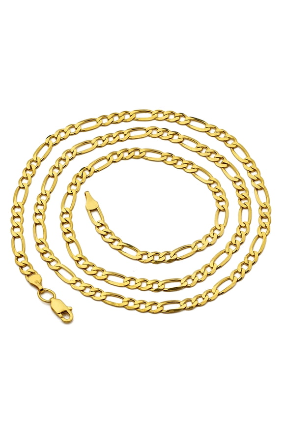 14K Yellow Gold 4.5mm Solid Figaro Chain Necklace (30 inches)