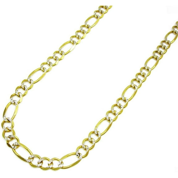 14K Yellow Gold 4.5mm Solid Figaro Diamond Cut Chain Diamond Cut, FREE Microfiber Cloth, Link Mens Womens Necklace, Giorgio Bergamo