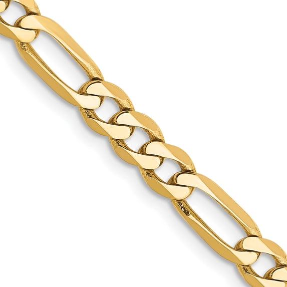 14K Yellow Gold 4.75mm Flat Figaro Chain (24 X 4.75) Made In South Africa ffl120-24