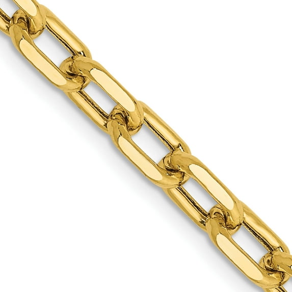 14K Yellow Gold 4.9mm Semi-Solid D/C Open Link Cable Chain (22 X 4.9) Made In Turkey bc188-22