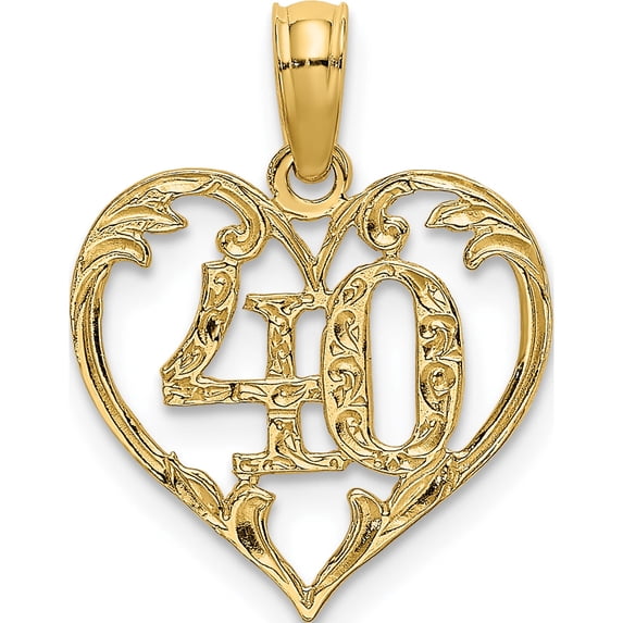 14K Yellow Gold 40 In Heart Charm (17.3 X 13.9) Made United States k8292