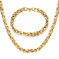 14K Yellow Gold 4mm Byzantine Link Chain Bracelets Necklace For Women