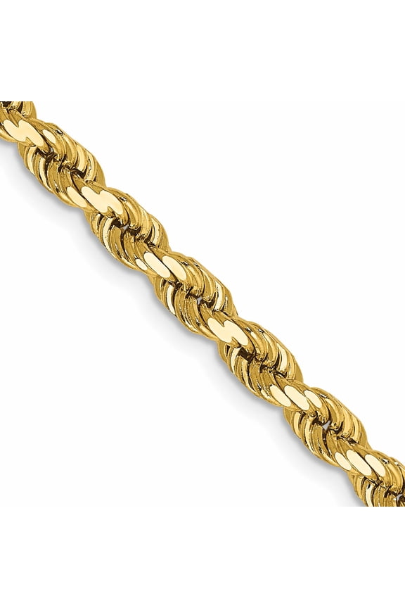 14K Yellow Gold 28 inch 4mm Diamond-cut Rope with Lobster Clasp Chain