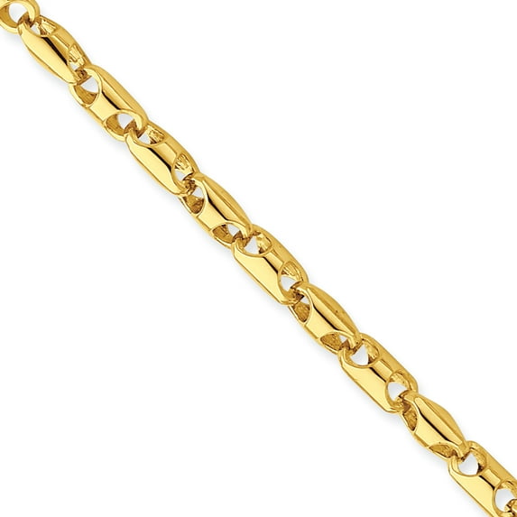 14K Yellow Gold 4mm Fancy Barrel Link Necklace 24 Inch