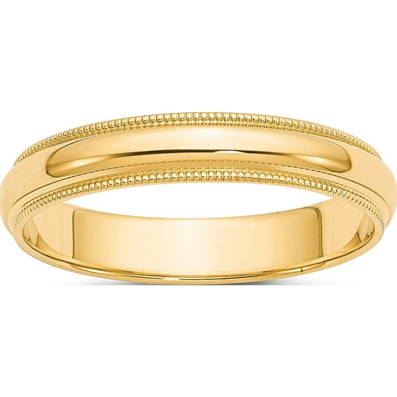 14K Yellow Gold 4mm Milgrain Half-Round Wedding Band (Size 5) Made In United States m040-5