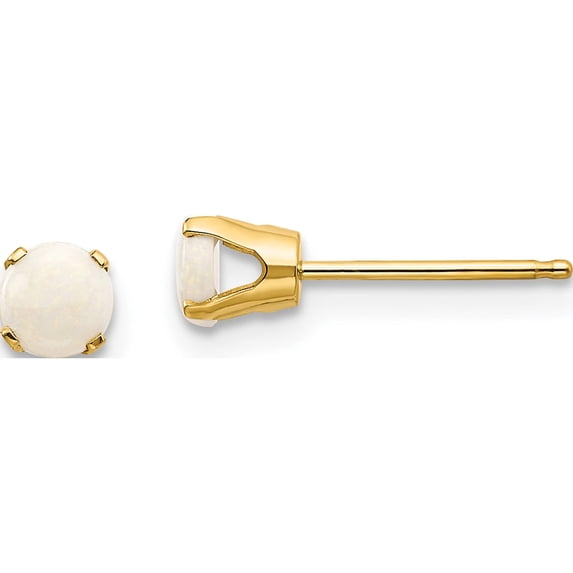 14K Yellow Gold 4mm October/Opal Post Earrings (4 X 4) Made In India xbe58