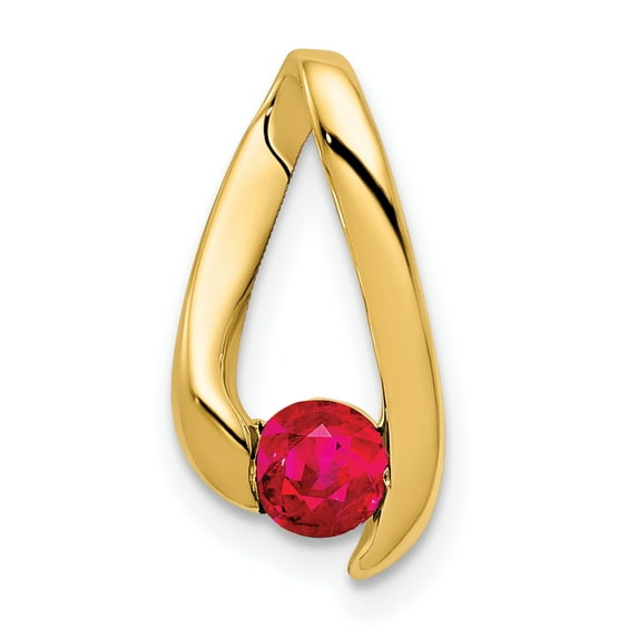 14K Yellow Gold 4mm Ruby Pendant