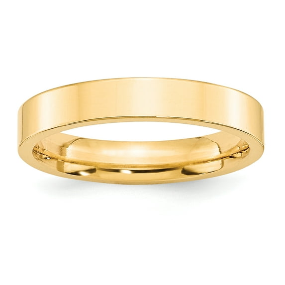 14K Yellow Gold 4mm Standard Flat Comfort Fit Band Ring Size 6.5