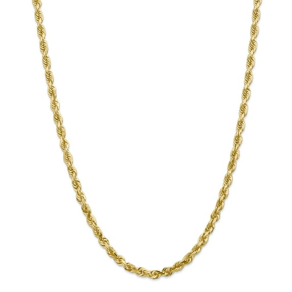 14K Yellow Gold 5.0mm Diamond Cut Quadruple Rope Chain 30 Inch