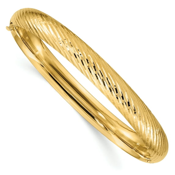 14K Yellow Gold 5 & 16 Textured Bangle Bracelet