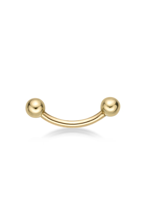 14K Yellow Gold 5/16" Unisex Curved Barbell Eyebrow Ring Jewelry - 16 Gauge