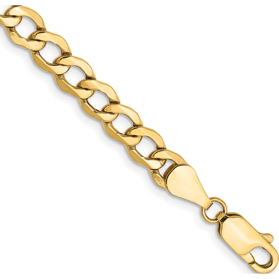 14K Yellow Gold 5.25mm Semi-Solid Curb Chain (7 X 5.25) Made In South Africa bc108-7