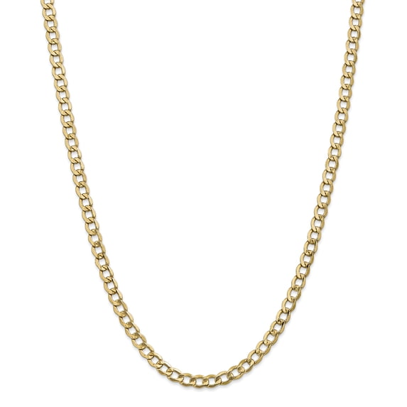 14K Yellow Gold 5.25mm Semi-Solid Curb Link Chain 18 Inch