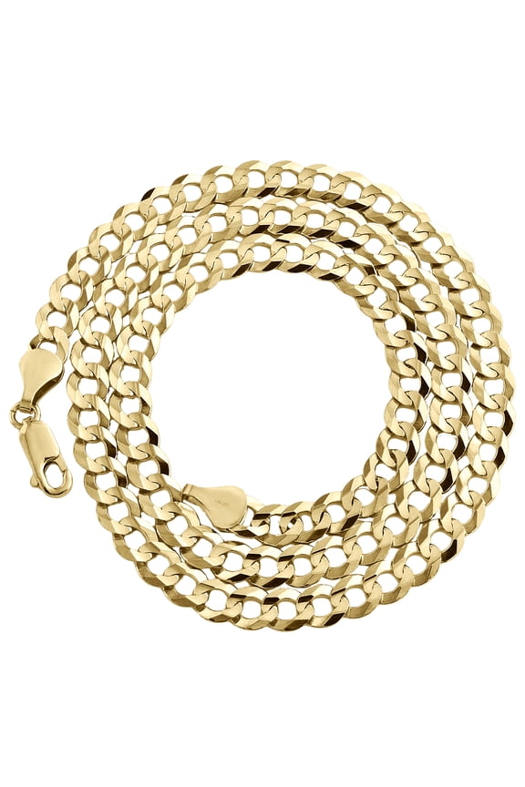 14K Yellow Gold 5.50mm Solid Plain Curb Cuban Chain Link Necklace 24 Inches