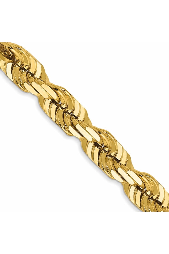 14K Yellow Gold 28 inch 5.5mm Diamond-cut Rope with Fancy Lobster Clasp Chain